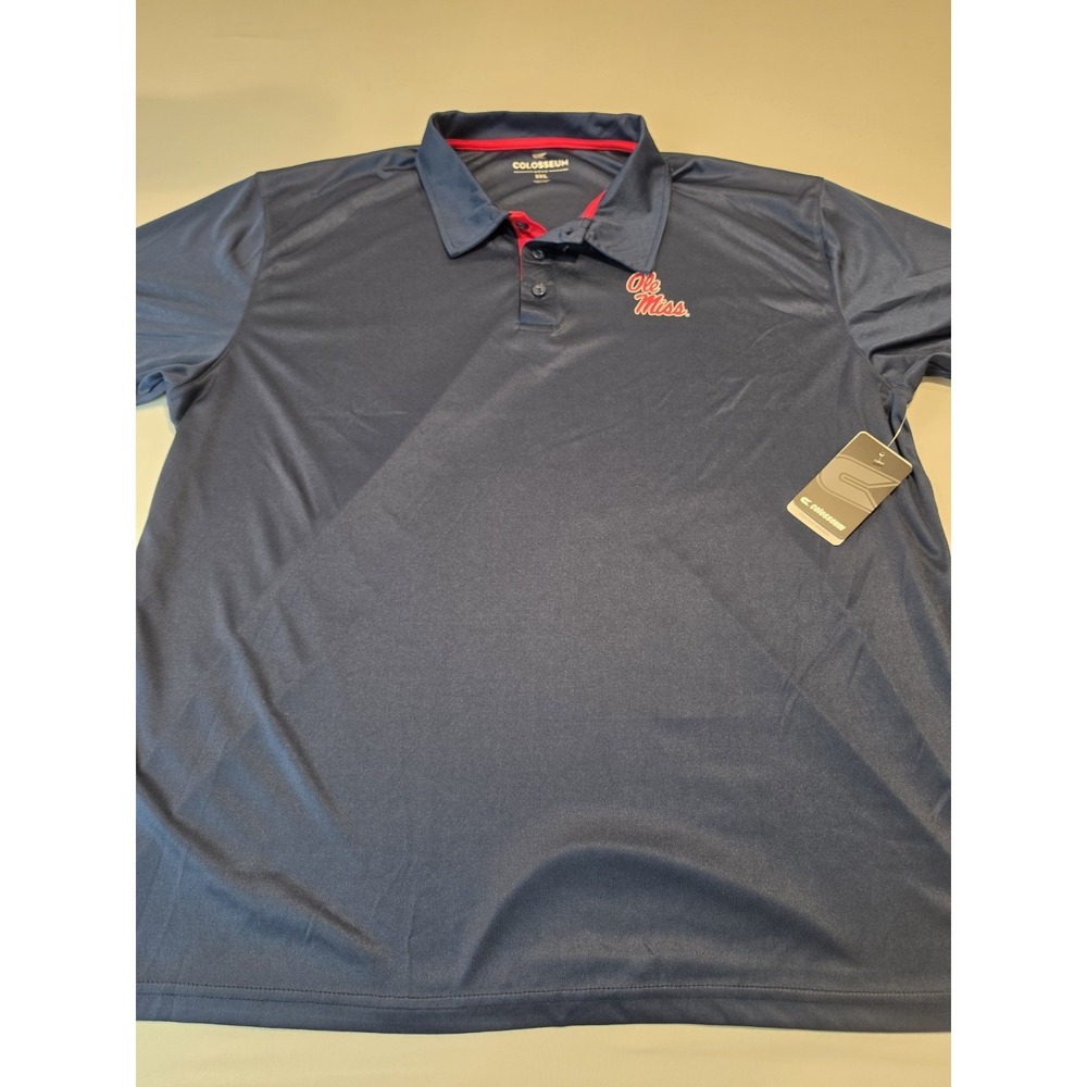 Ole Miss Rebels Colosseum Short Sleeve Perfomance Polo Mens 3XL‎ NWT